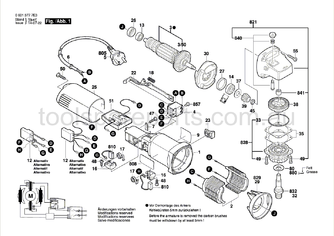 Bosch GWS 850 C 06013777G1  Diagram 1