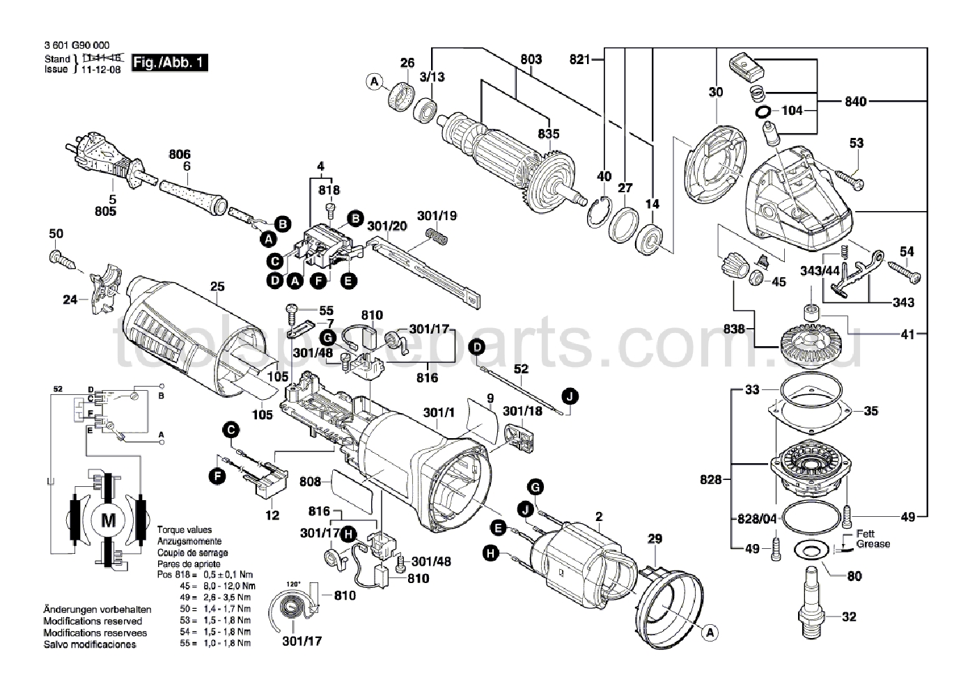 Bosch GWS 9-115 3601G90040  Diagram 1