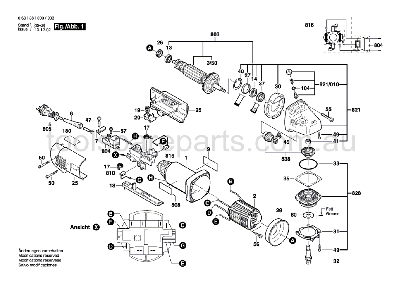 Bosch GWS 9-125 0601381037  Diagram 1