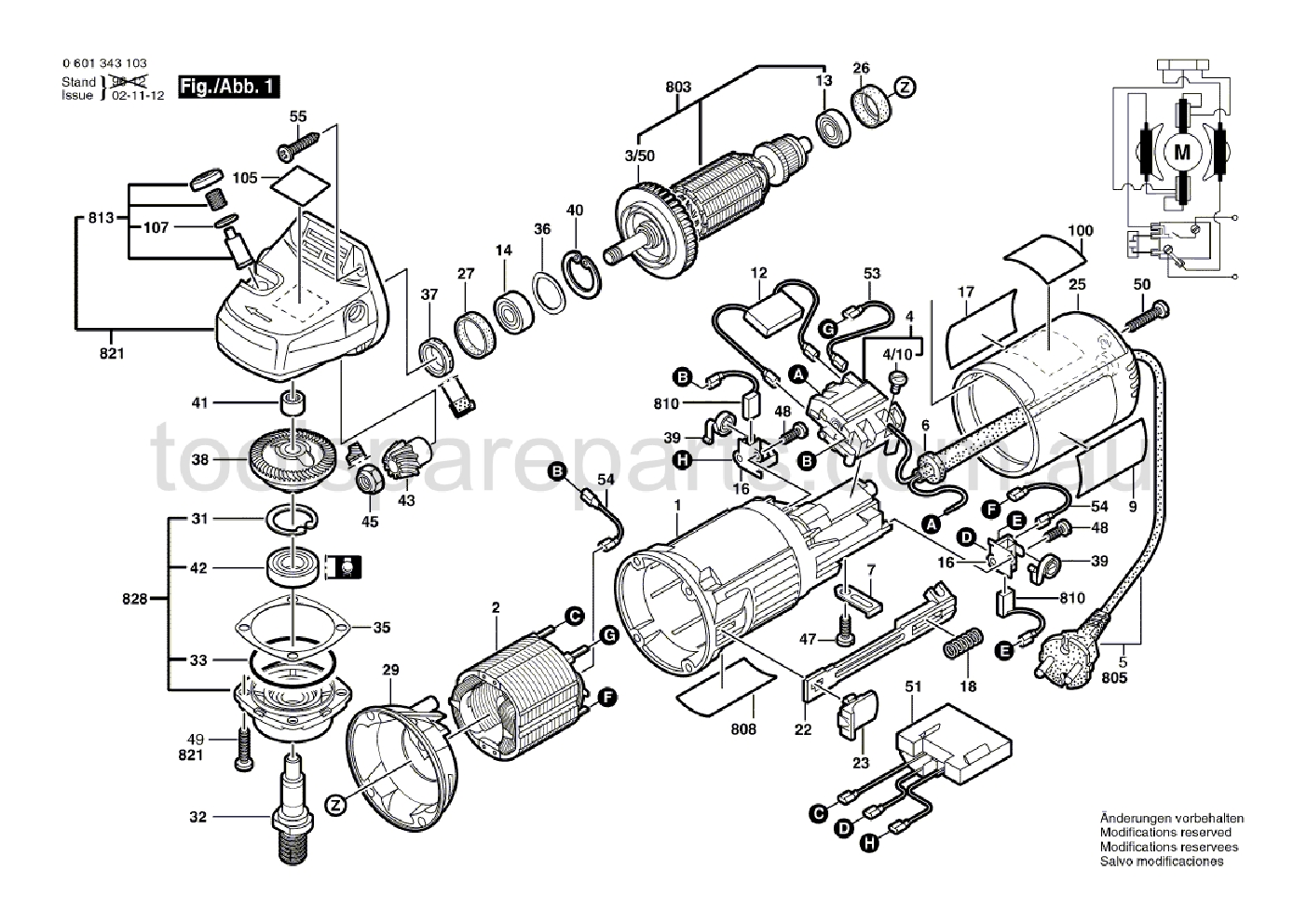 Bosch GWS 9-125 CM 0601343137  Diagram 1