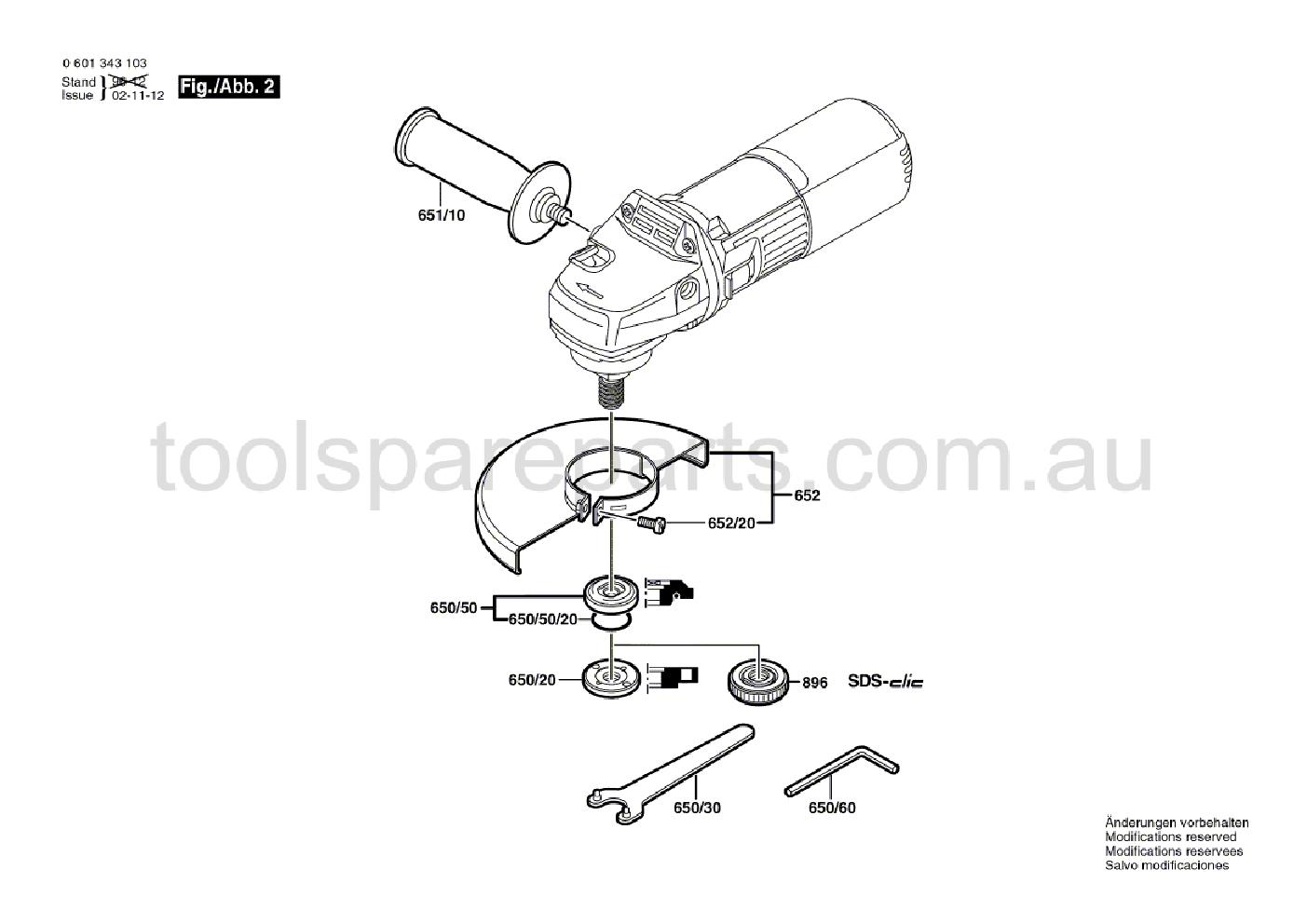 Bosch GWS 9-125 CM 0601343137  Diagram 2