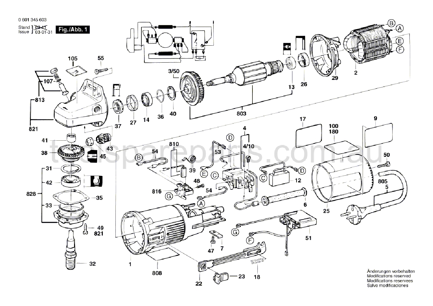 Bosch GWS 9-150 C 0601345637  Diagram 1