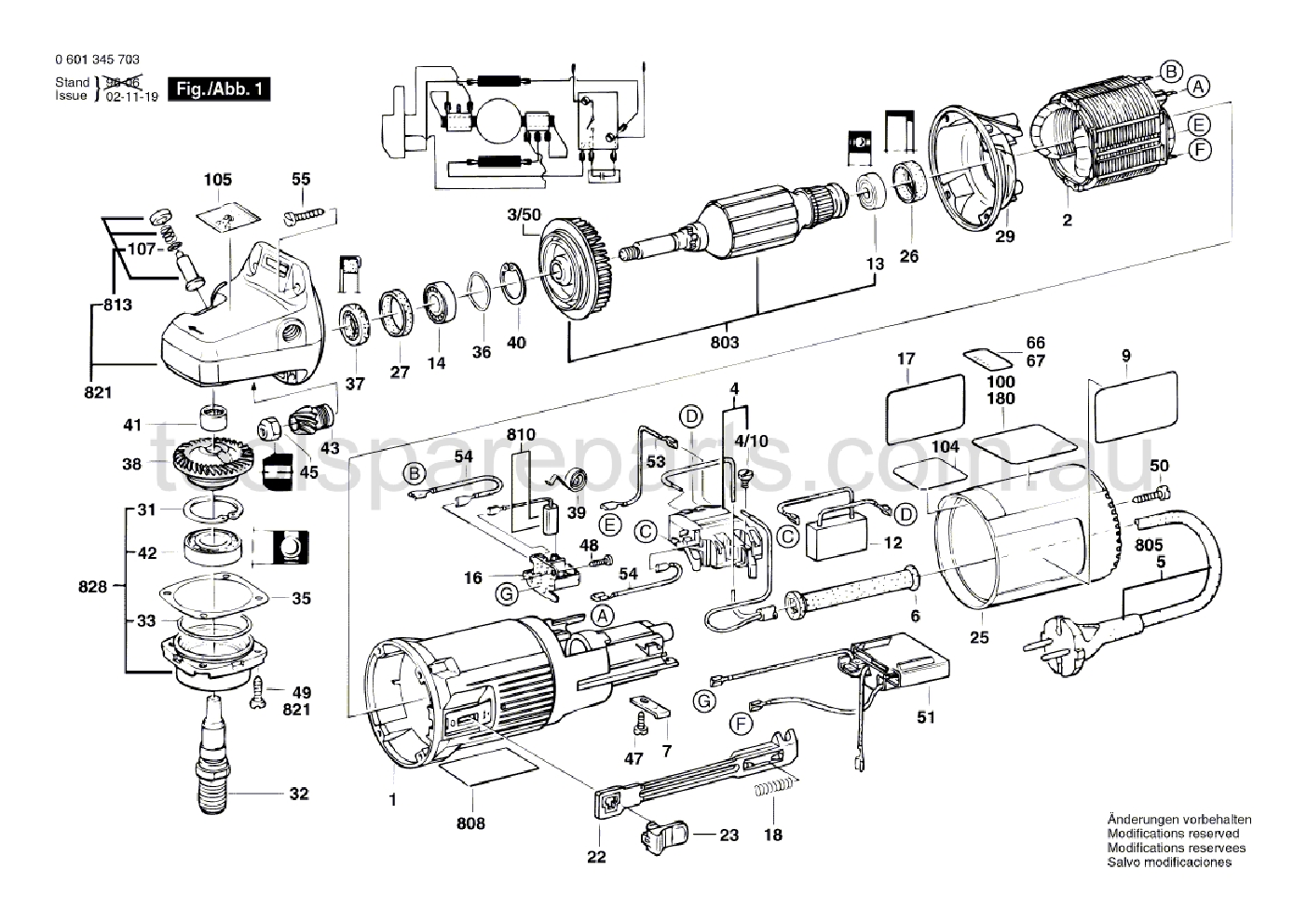 Bosch GWS 9-150 C 0601345737  Diagram 1
