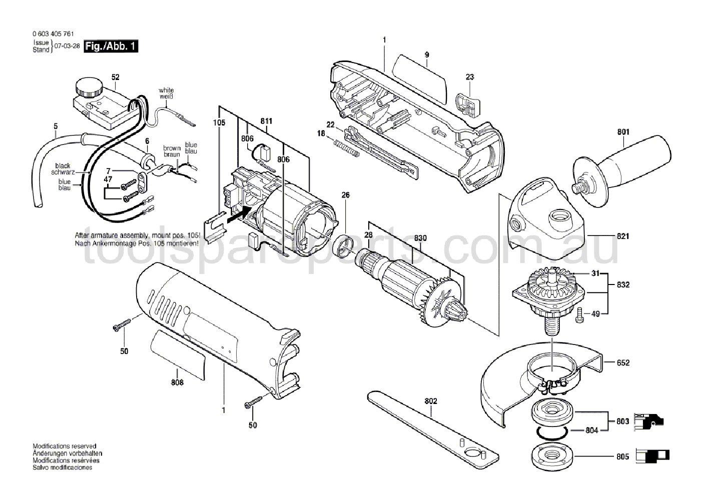 Bosch PWS 850 CE 0603405761  Diagram 1
