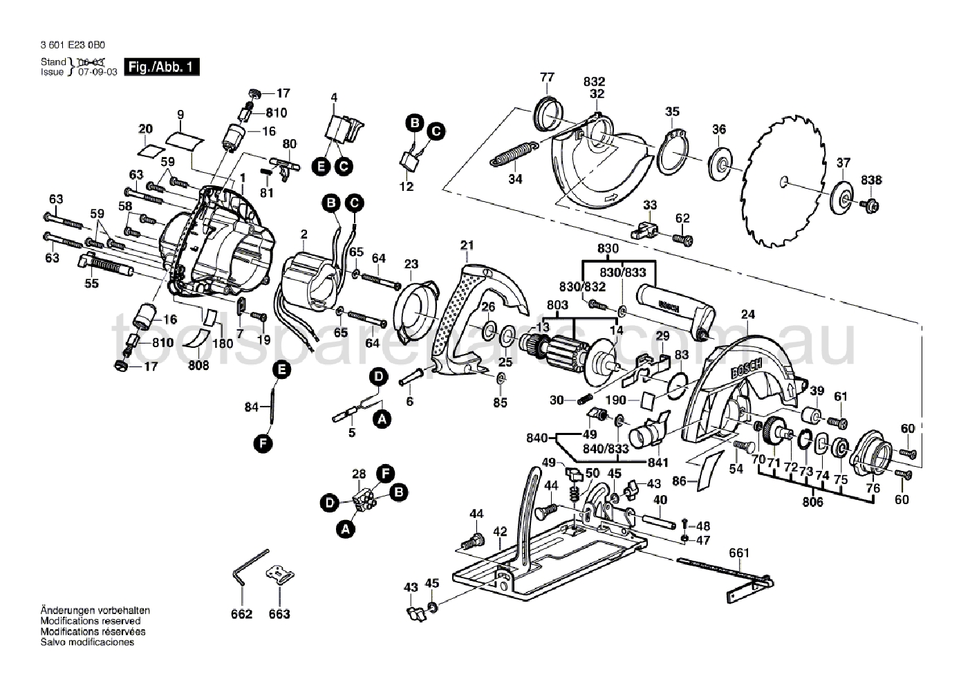 Bosch GKS 190 3601E23X40  Diagram 1