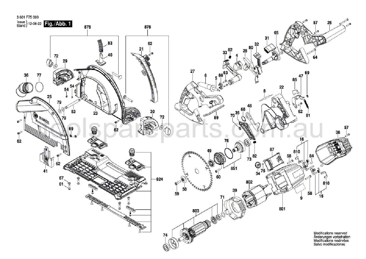 Bosch GKT 55 GCE 3601F75040  Diagram 1
