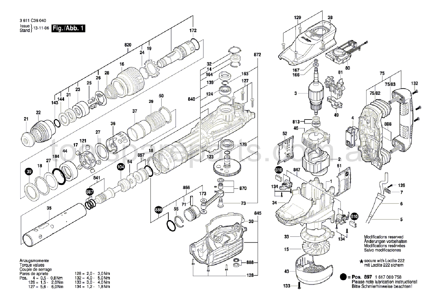 Bosch GSH 11 VC 3611C36040  Diagram 1