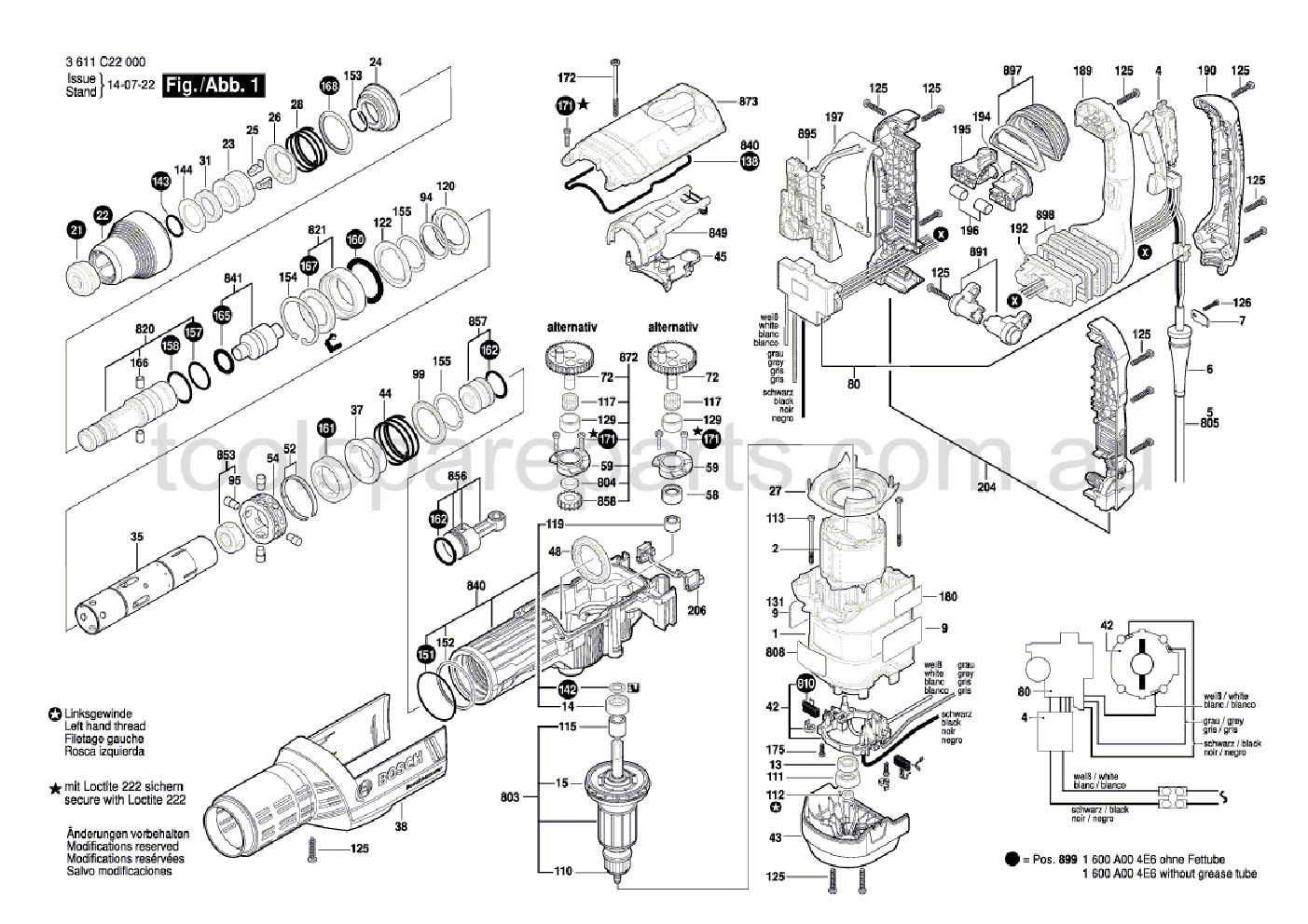 Bosch GSH 9 VC 3611C22040  Diagram 1
