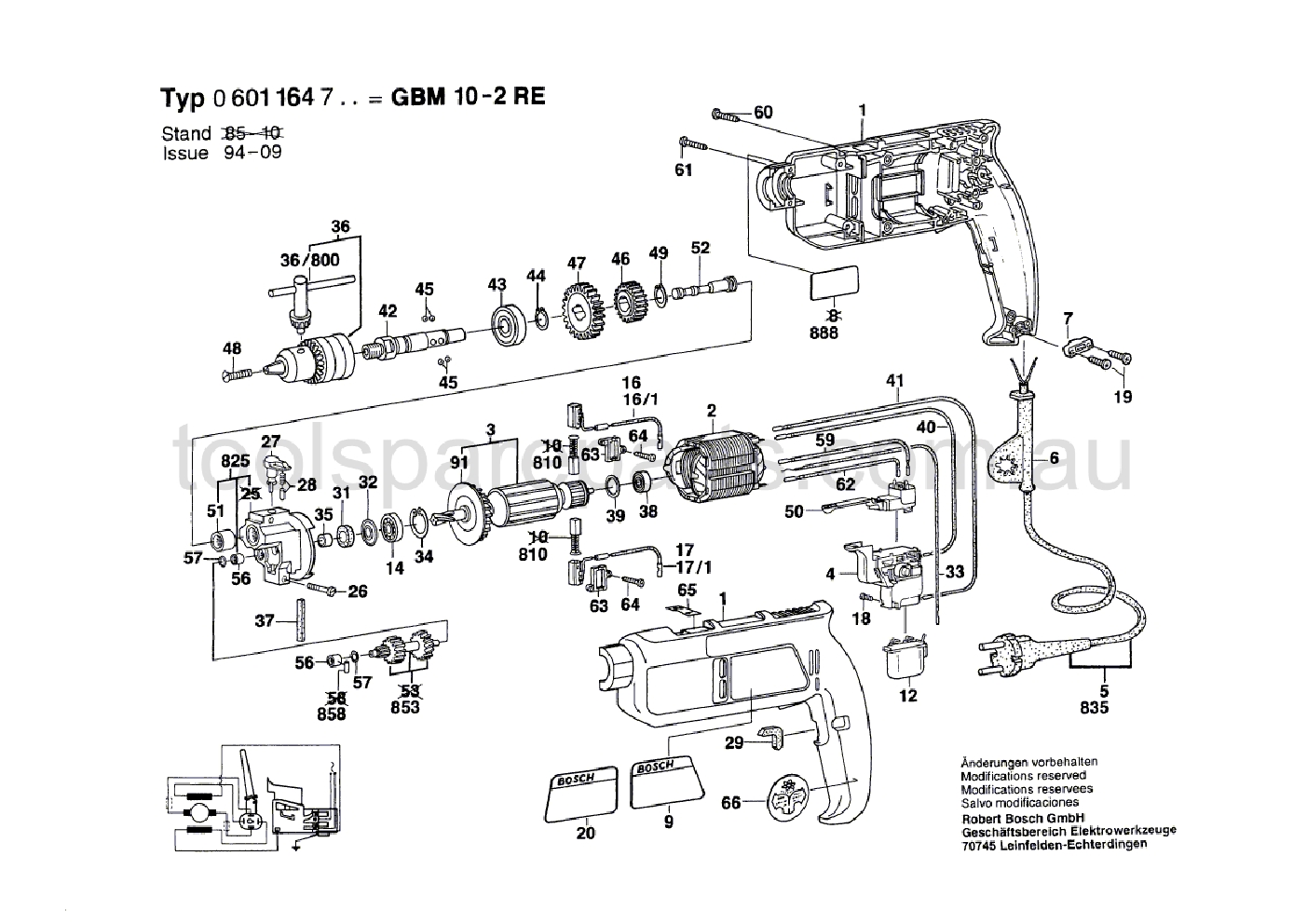 Bosch GBM 10-2 RE 0601164737  Diagram 1