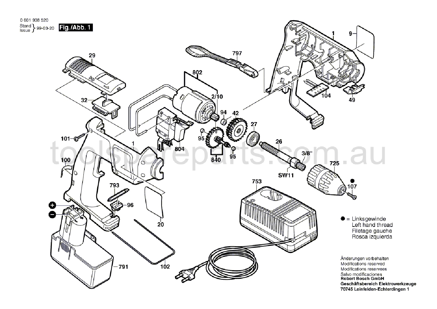 Bosch GBM 12 VES-2 06019385B6  Diagram 1