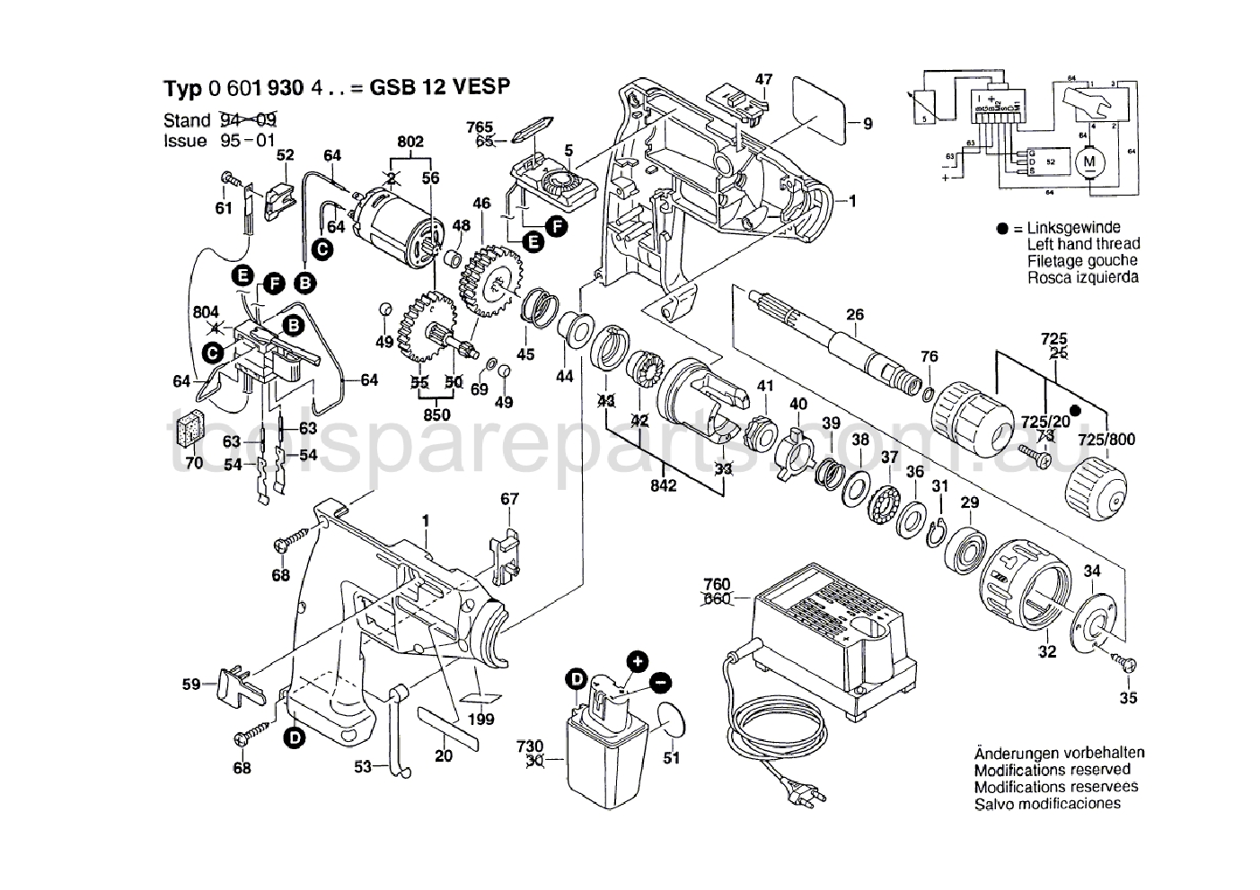 Bosch GSB 12 VESP 0601930437  Diagram 1