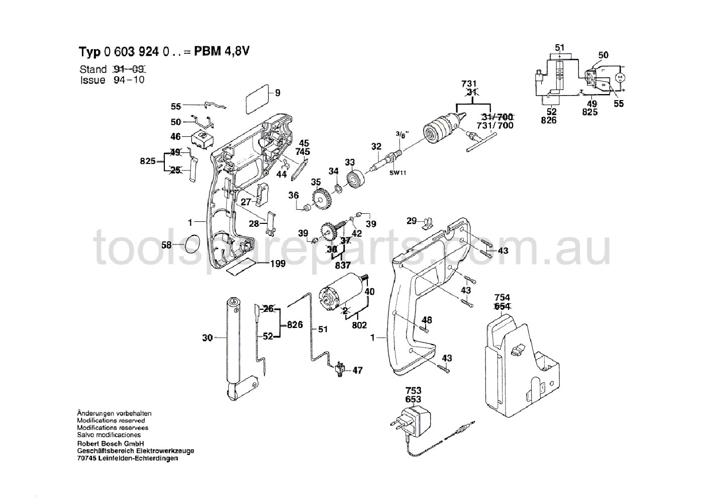 Bosch PBM 4.8 V 0603924037  Diagram 1