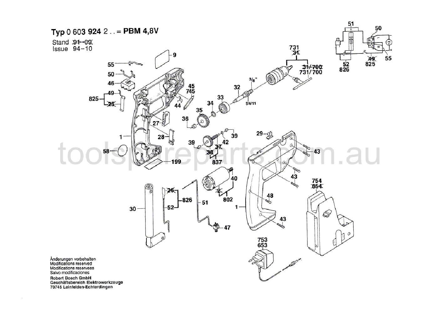 Bosch PBM 4.8 V 0603924237  Diagram 1