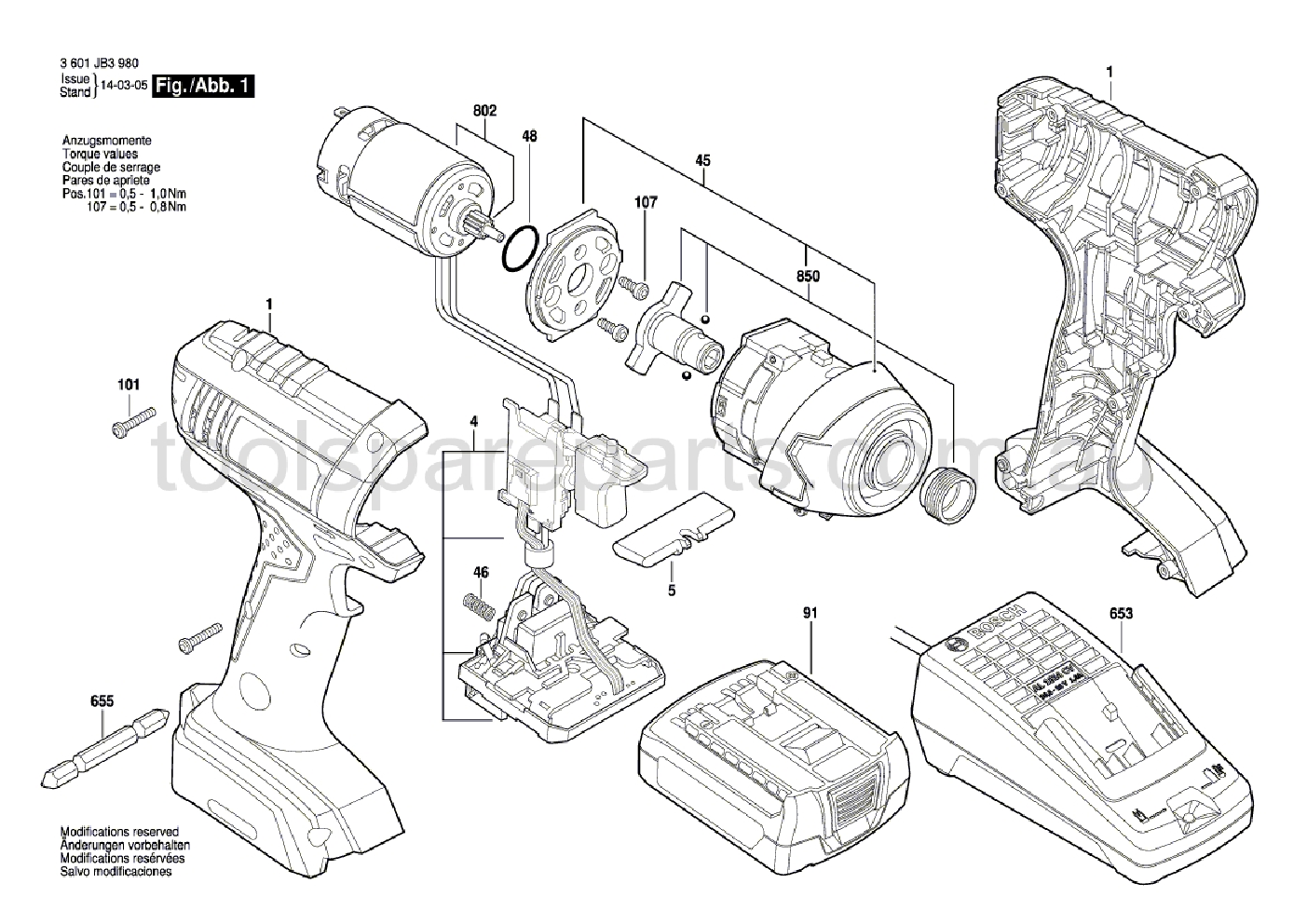 Bosch GDR 1080-LI 3601JB3940  Diagram 1
