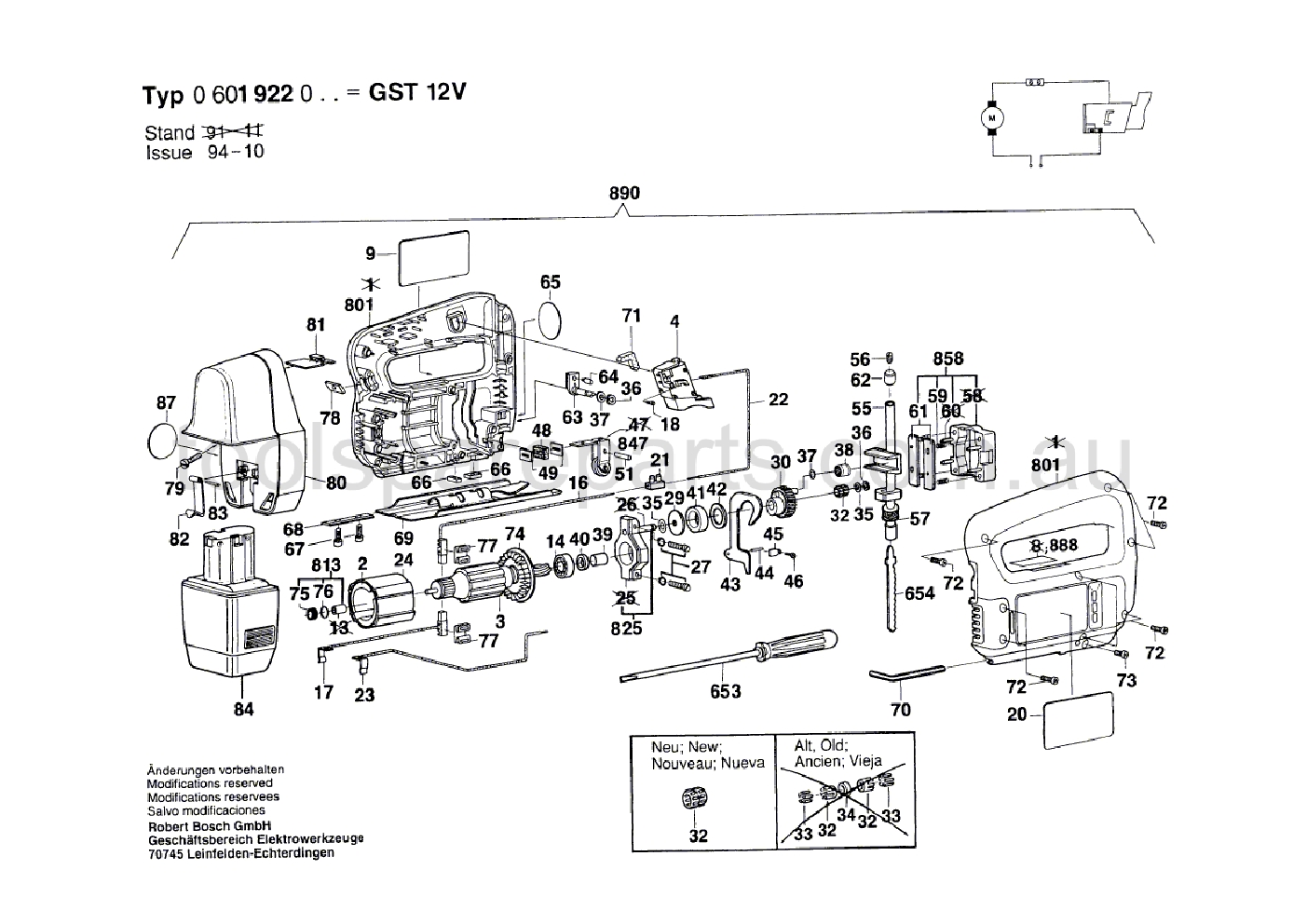 Bosch GST 12 V 0601922037  Diagram 1