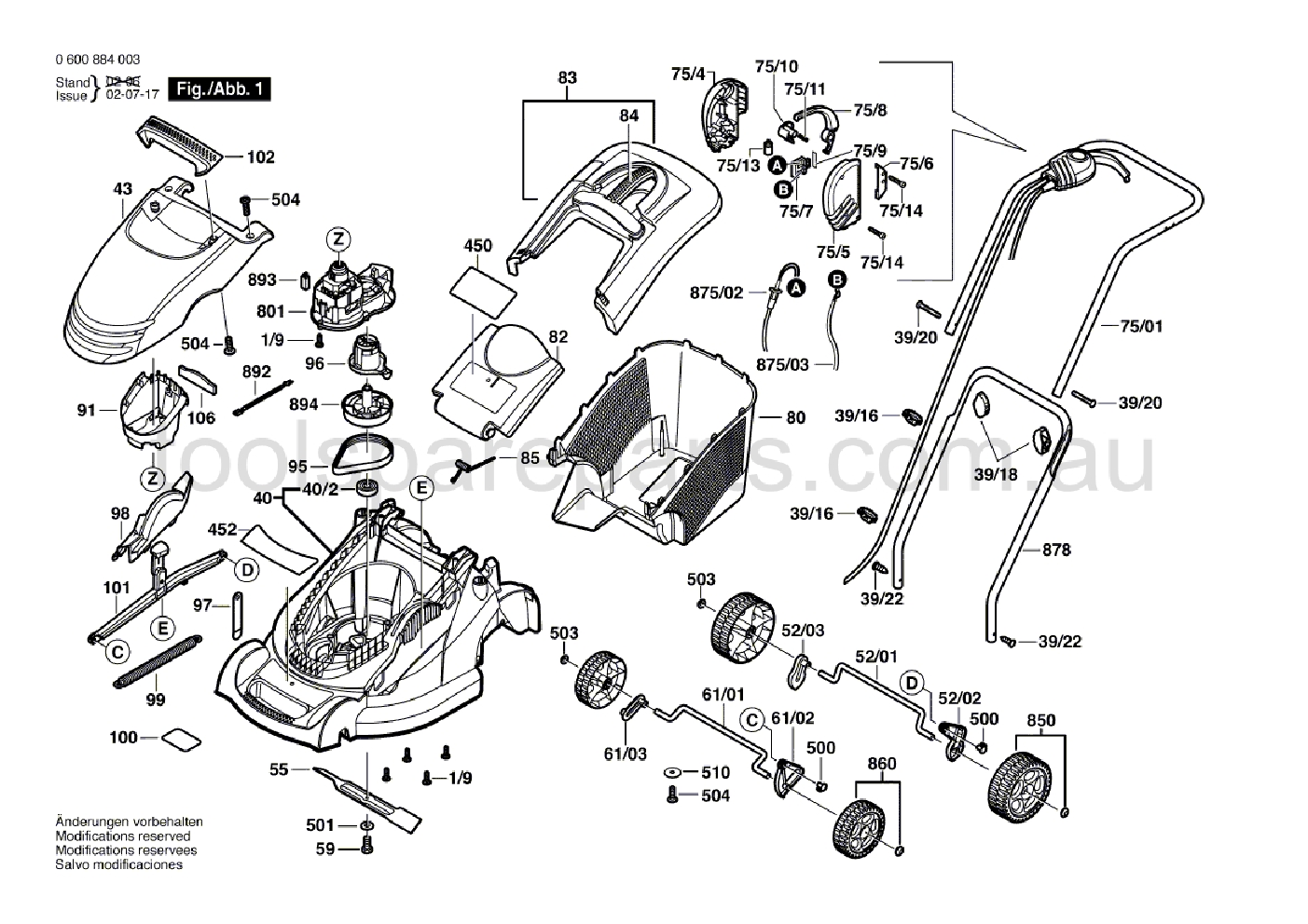 Bosch ROTAK 34 0600884037 Spare Parts