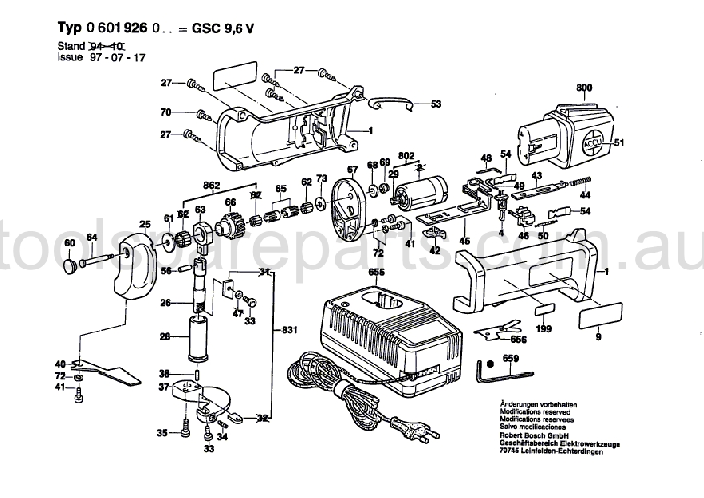 Bosch GSC 9.6 V 0601926037  Diagram 1