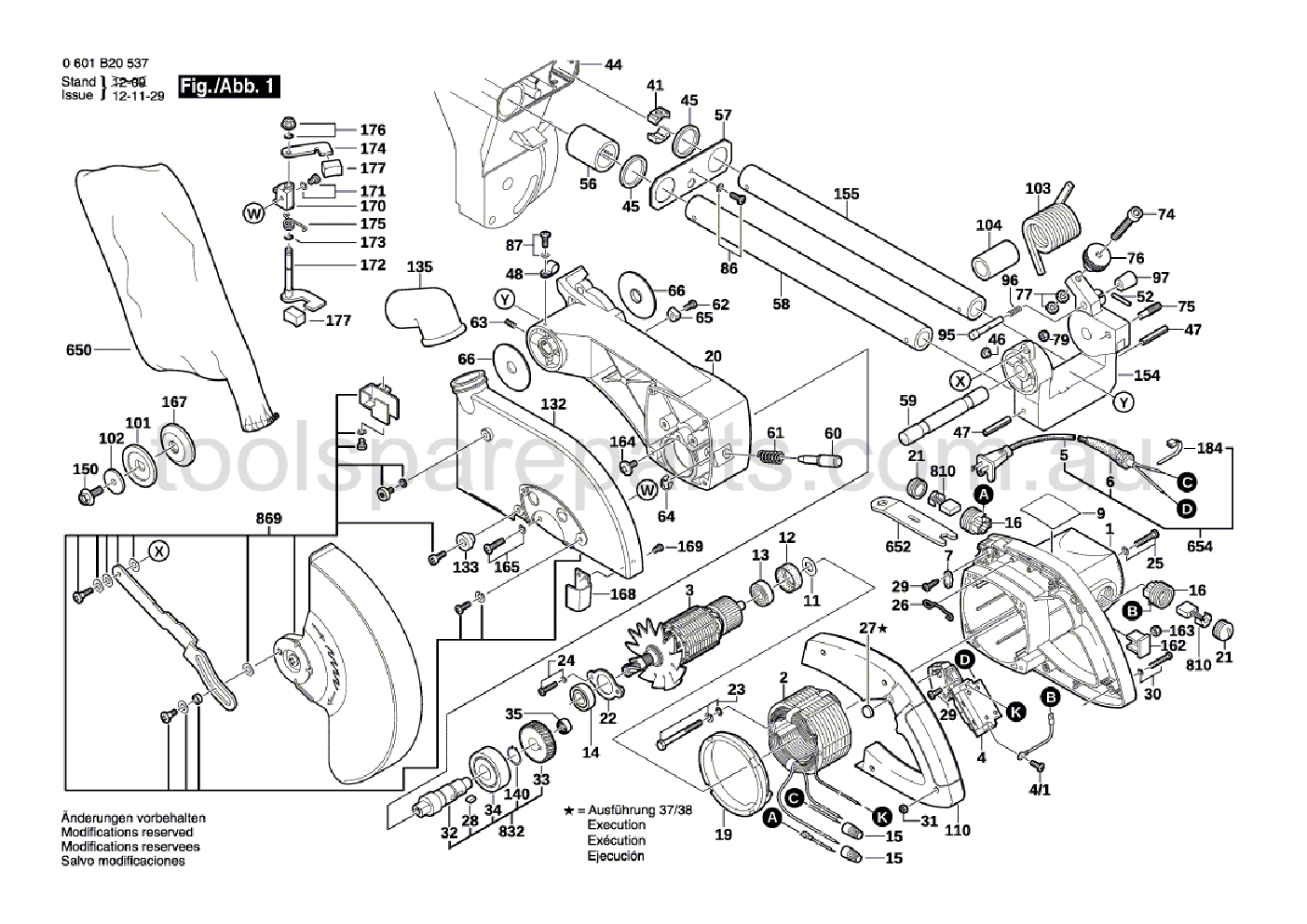 Bosch GCM 10 S 0601B20537  Diagram 1