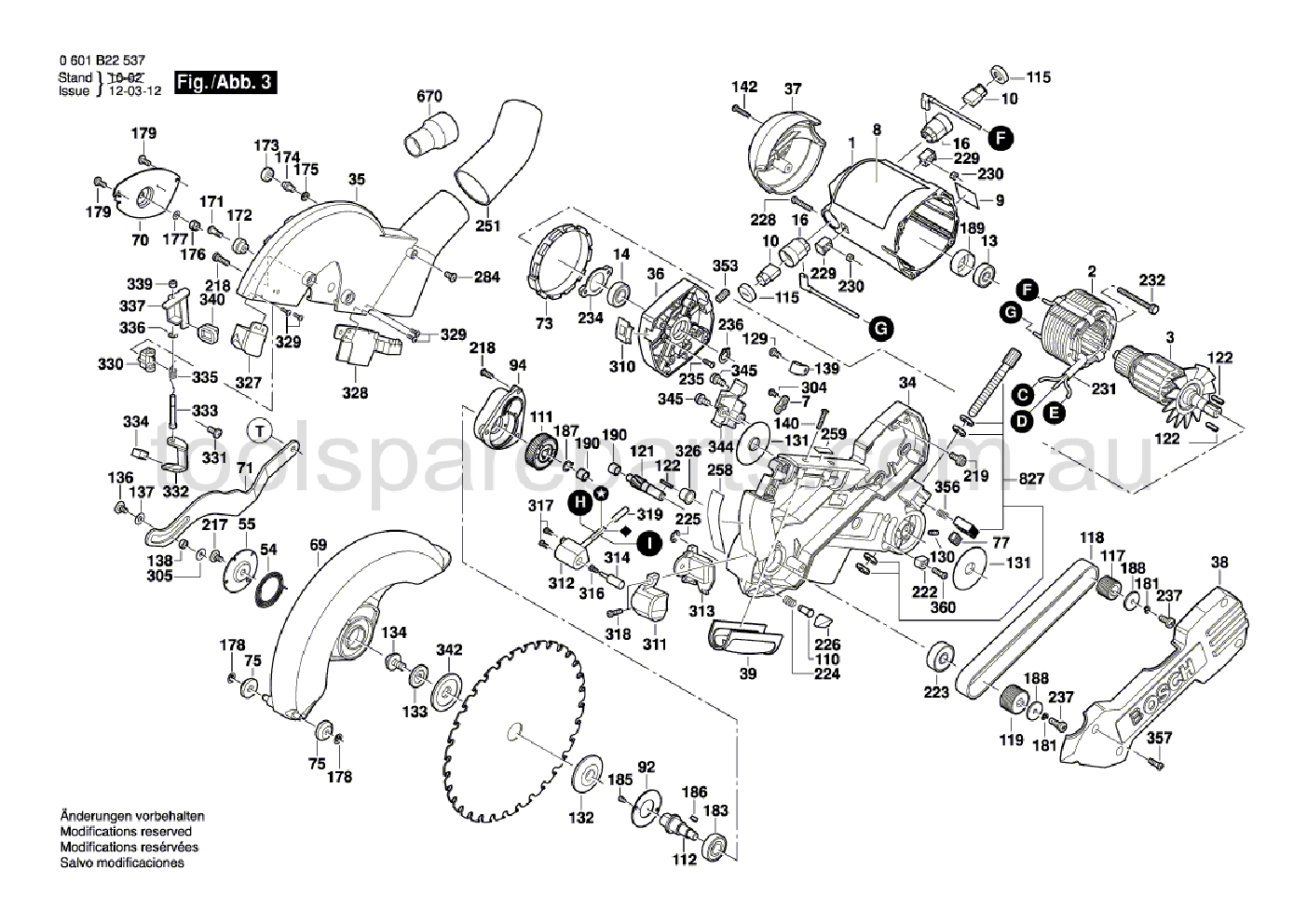 Bosch GCM 10 SD 0601B22537  Diagram 3
