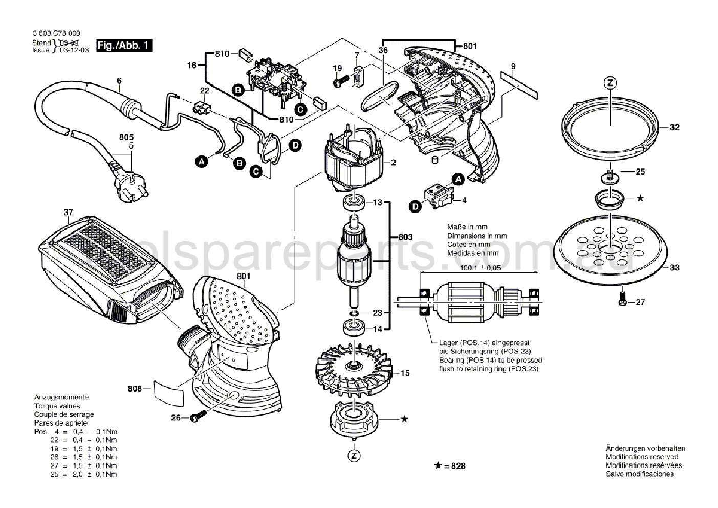 Bosch PEX 220 A 3603C78041  Diagram 1