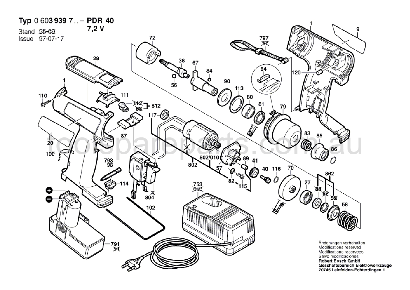 Bosch PDR 7.2 VE 0603939737  Diagram 1