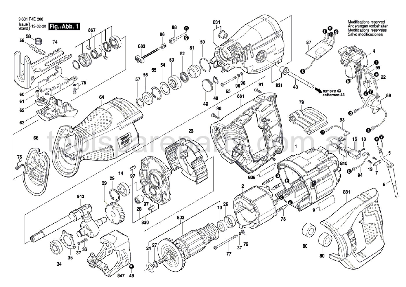 Bosch GSA 1300 PCE 3601F4E240  Diagram 1