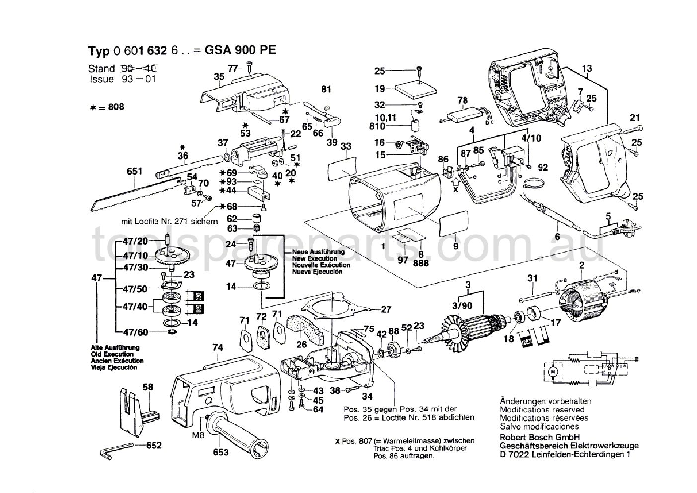Bosch GSA 900 PE 0601632637  Diagram 1