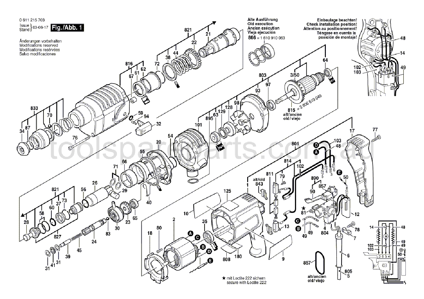 Bosch GBH 2-20 REA 0611215737  Diagram 1