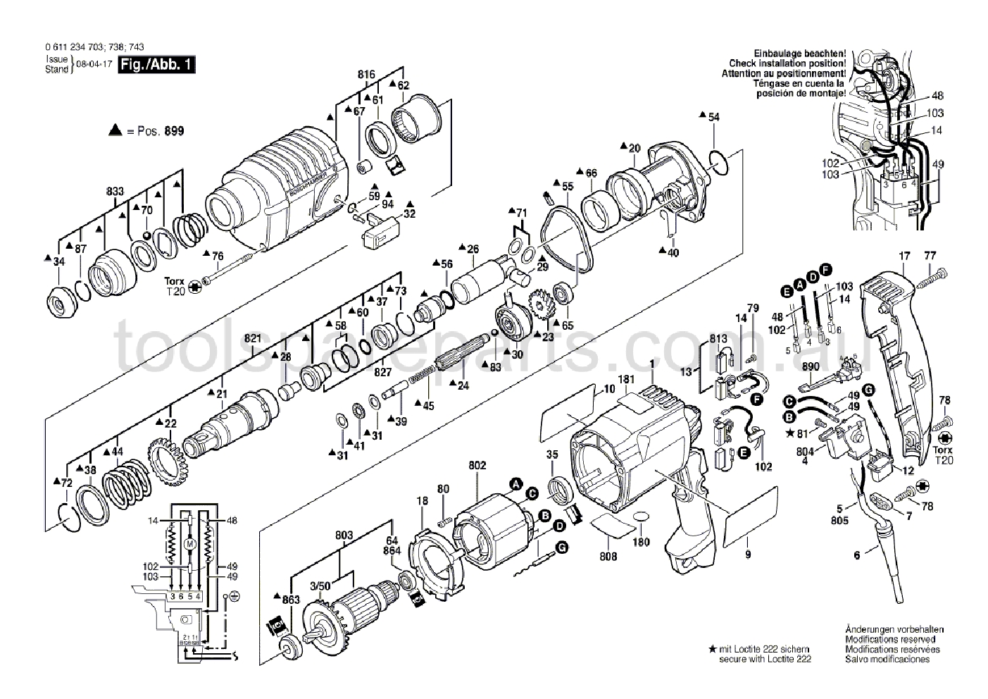 Bosch GBH 2-20 SRE 0611234737  Diagram 1