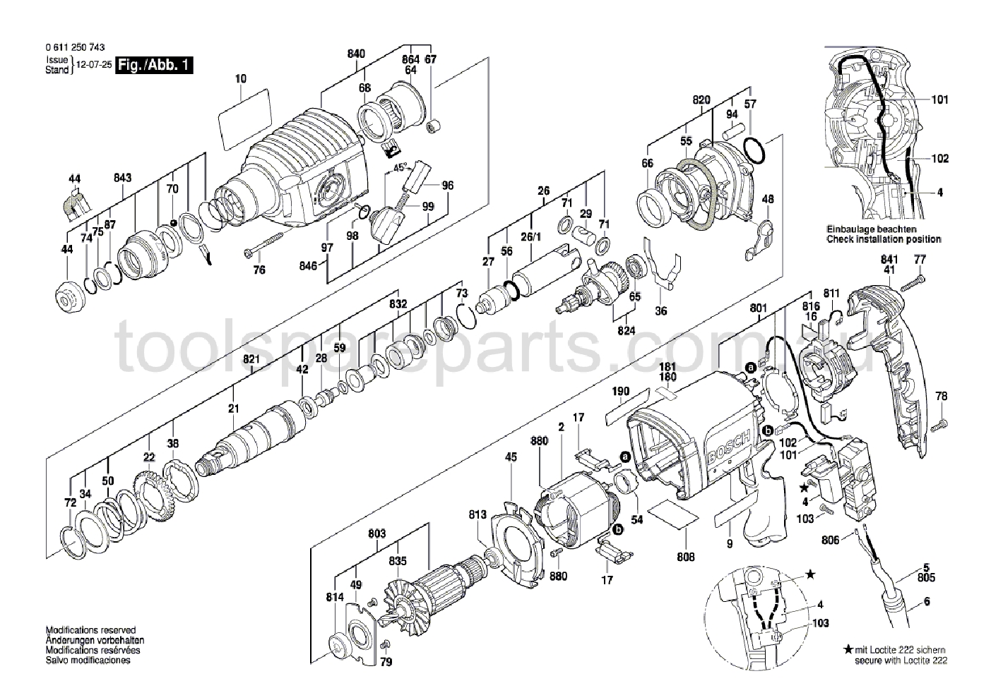 Bosch GBH 2-22 RE 061125079A  Diagram 1