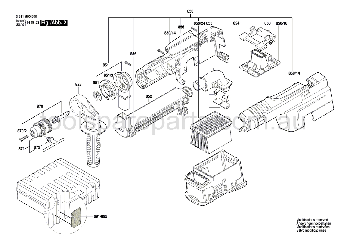 Bosch GBH 2-23 REA 3611B50540  Diagram 2