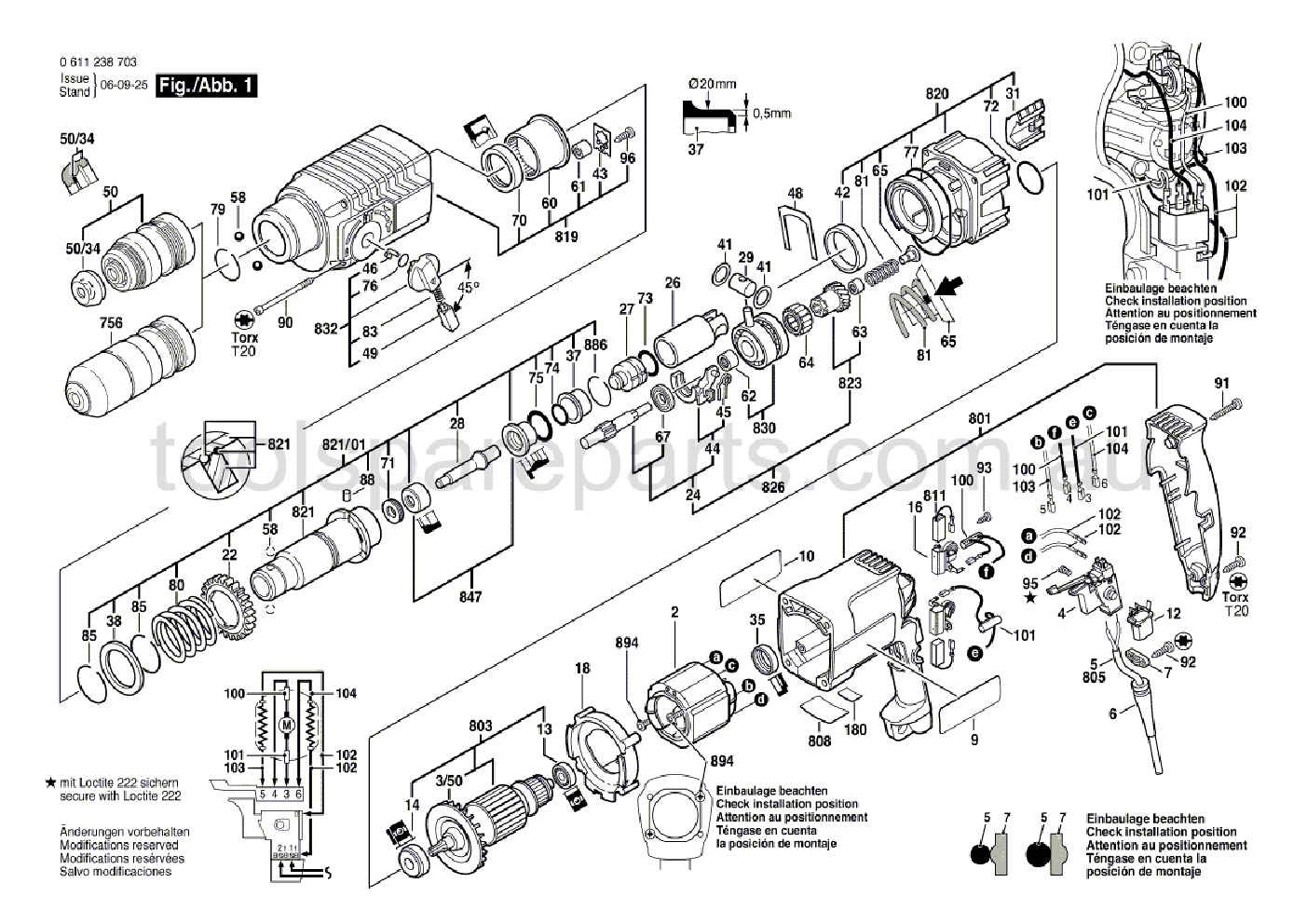 Bosch GBH 2-24 DFR 0611238737  Diagram 1