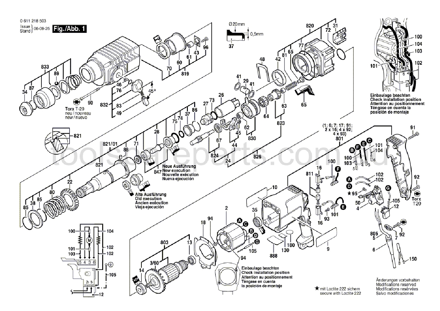 Bosch GBH 2-24 DSR 0611218537  Diagram 1