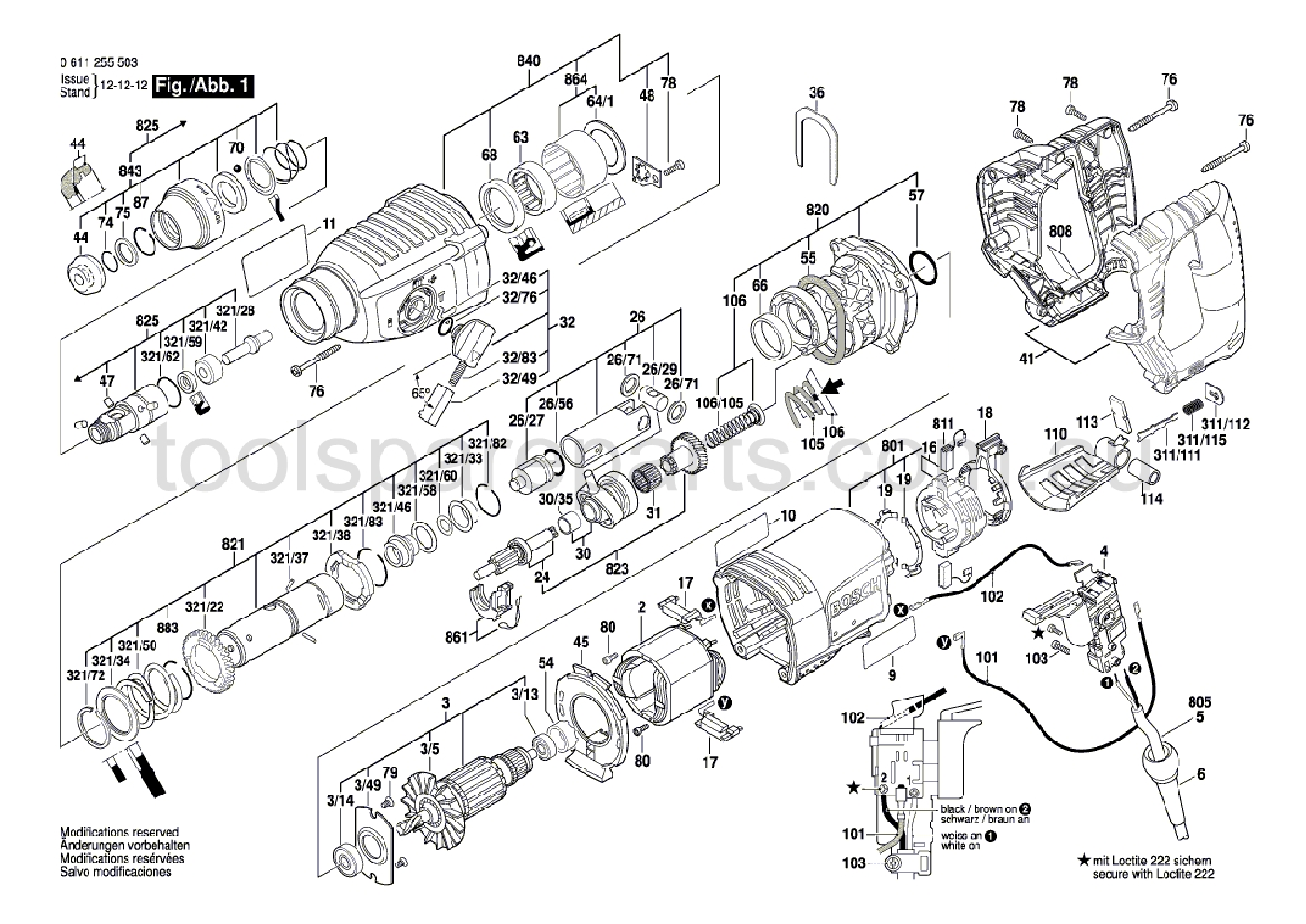Bosch GBH 2-26 DBR 0611255537  Diagram 1