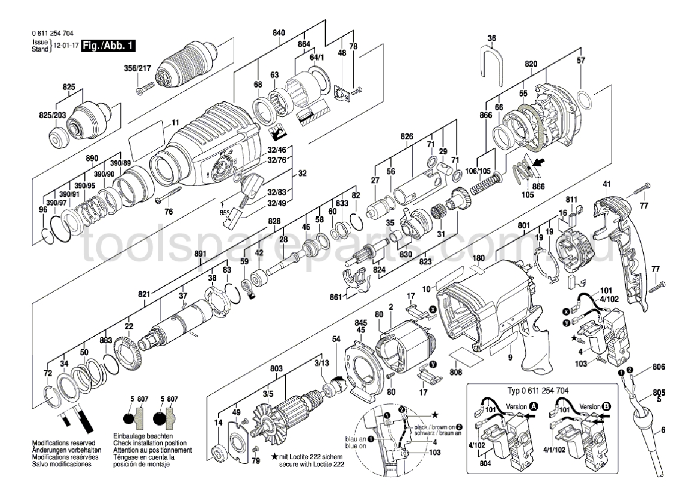 Bosch GBH 2-26 DFR 0611254737  Diagram 1