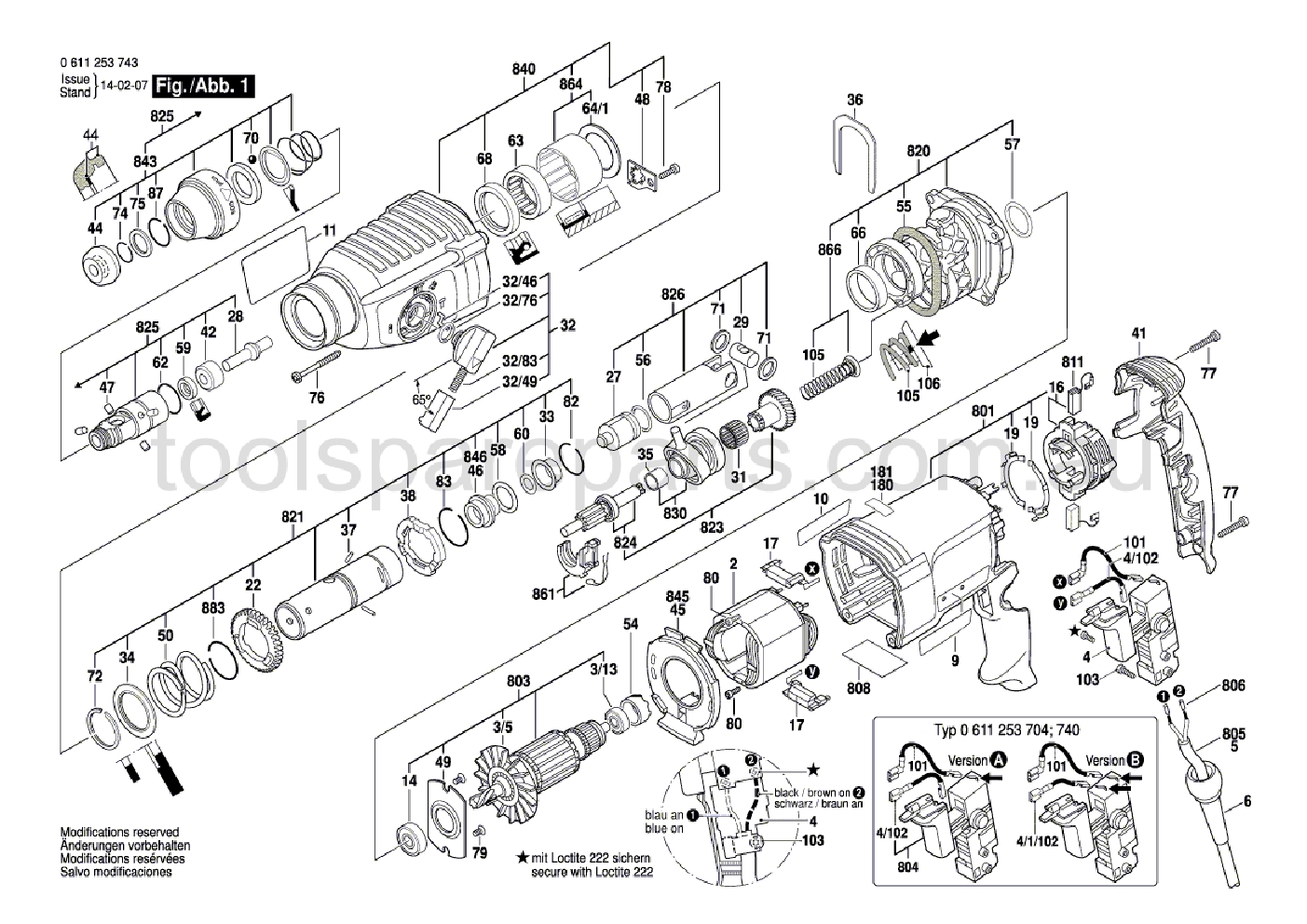 Bosch GBH 2-26 DRE 0611253737  Diagram 1