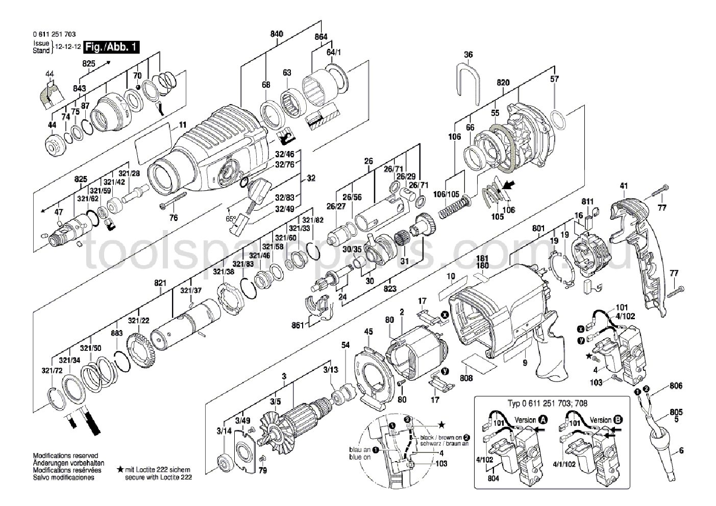 Bosch GBH 2-26 RE 0611251737  Diagram 1