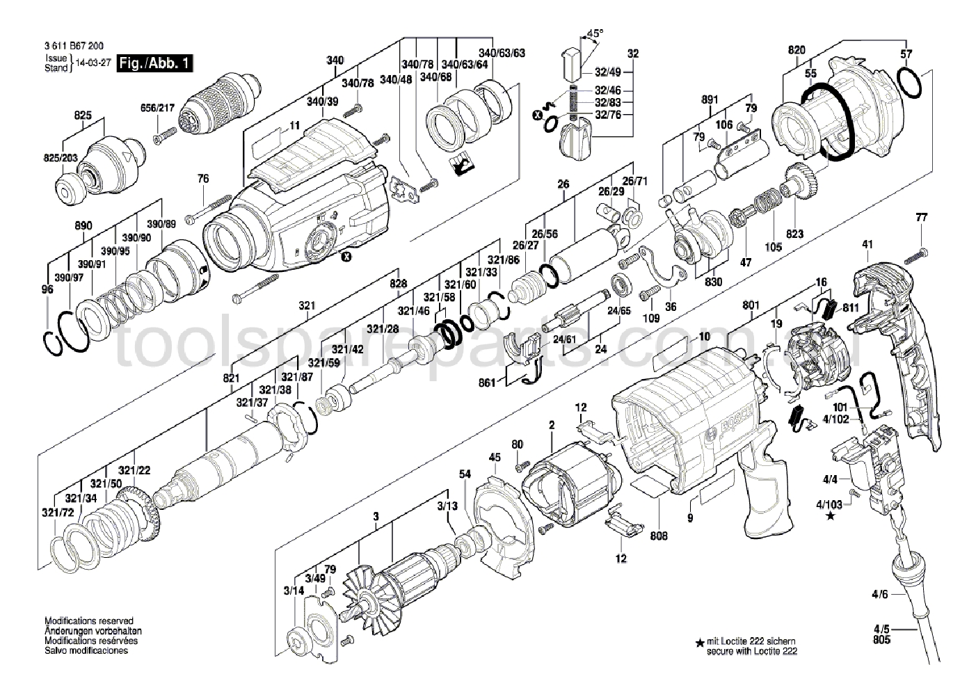 Bosch GBH 2-28 DFV 3611B67240  Diagram 1