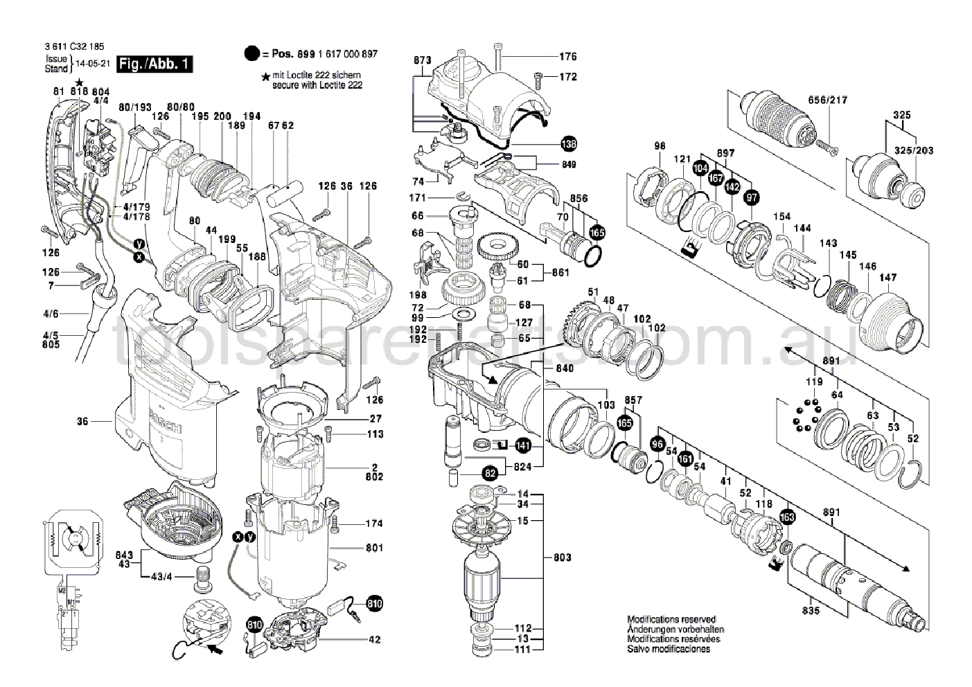 Bosch GBH 4-32 DFR 3611C32145  Diagram 1