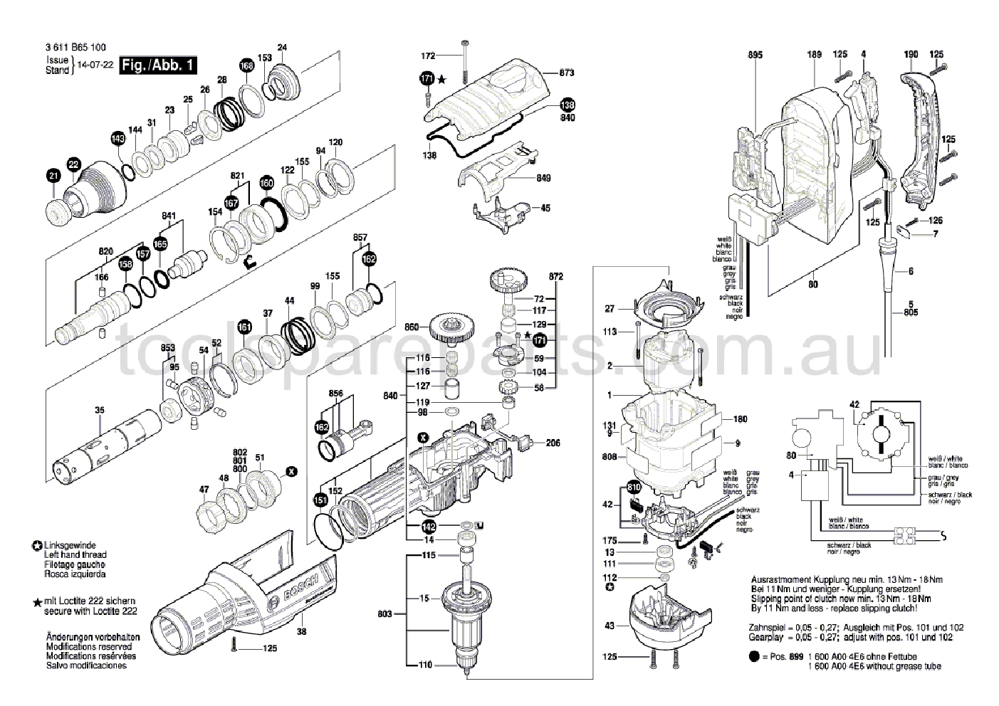 Bosch GBH 8-45 D 3611B65140  Diagram 1