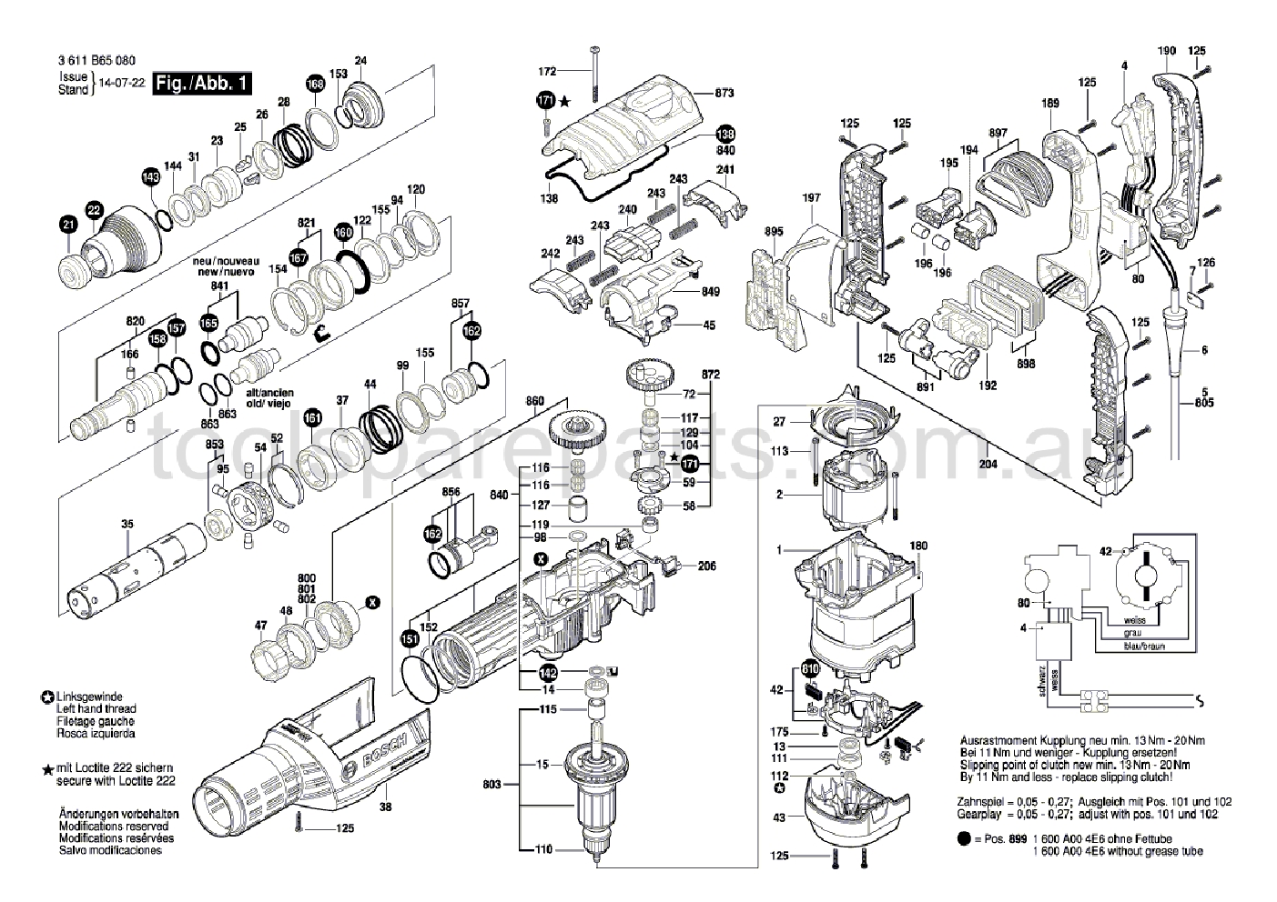 Bosch GBH 8-45 DV 3611B65040  Diagram 1