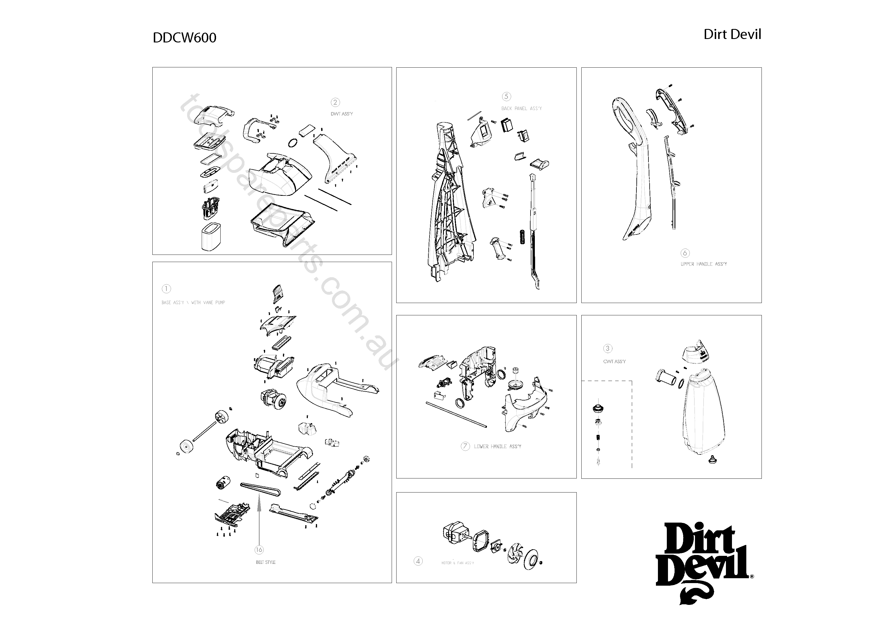 Dirt Devil DDCW600  Diagram 1