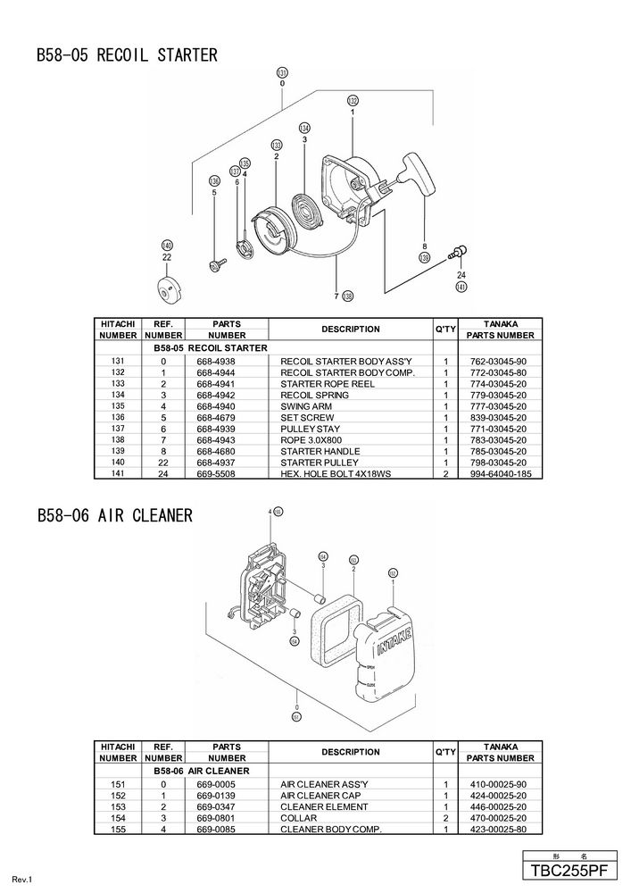 Hitachi ENGINE BRUSH CUTTER TBC255PF (FOR USA)  Diagram 5