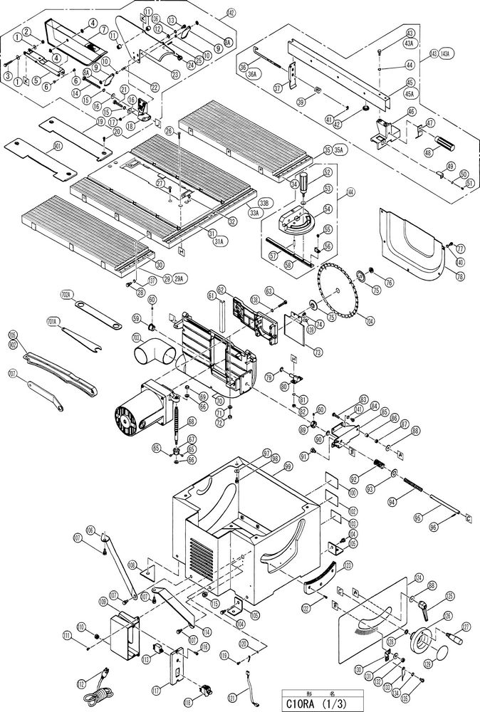 Hitachi TABLE SAW C10RA  Diagram 1