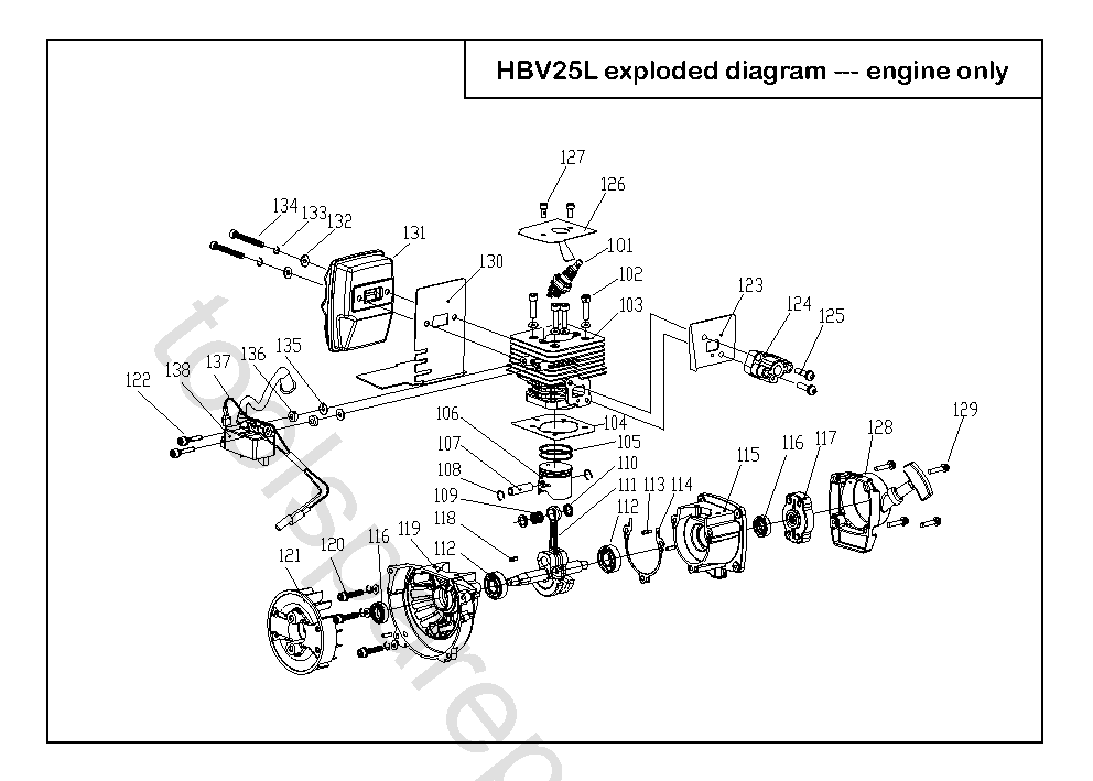 Homelite HBV25L  Diagram 1