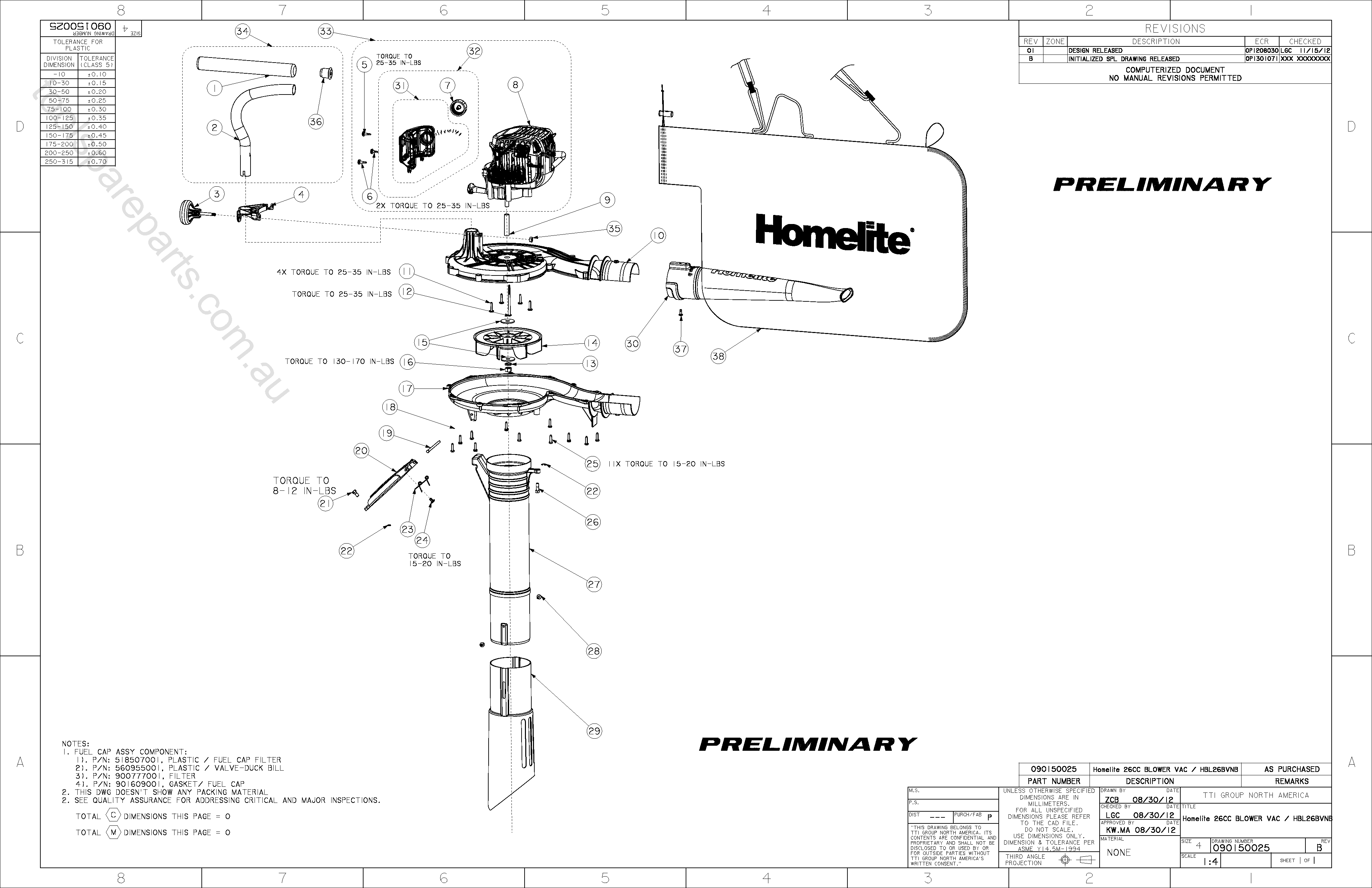 Homelite HBL26BVNB  Diagram 1