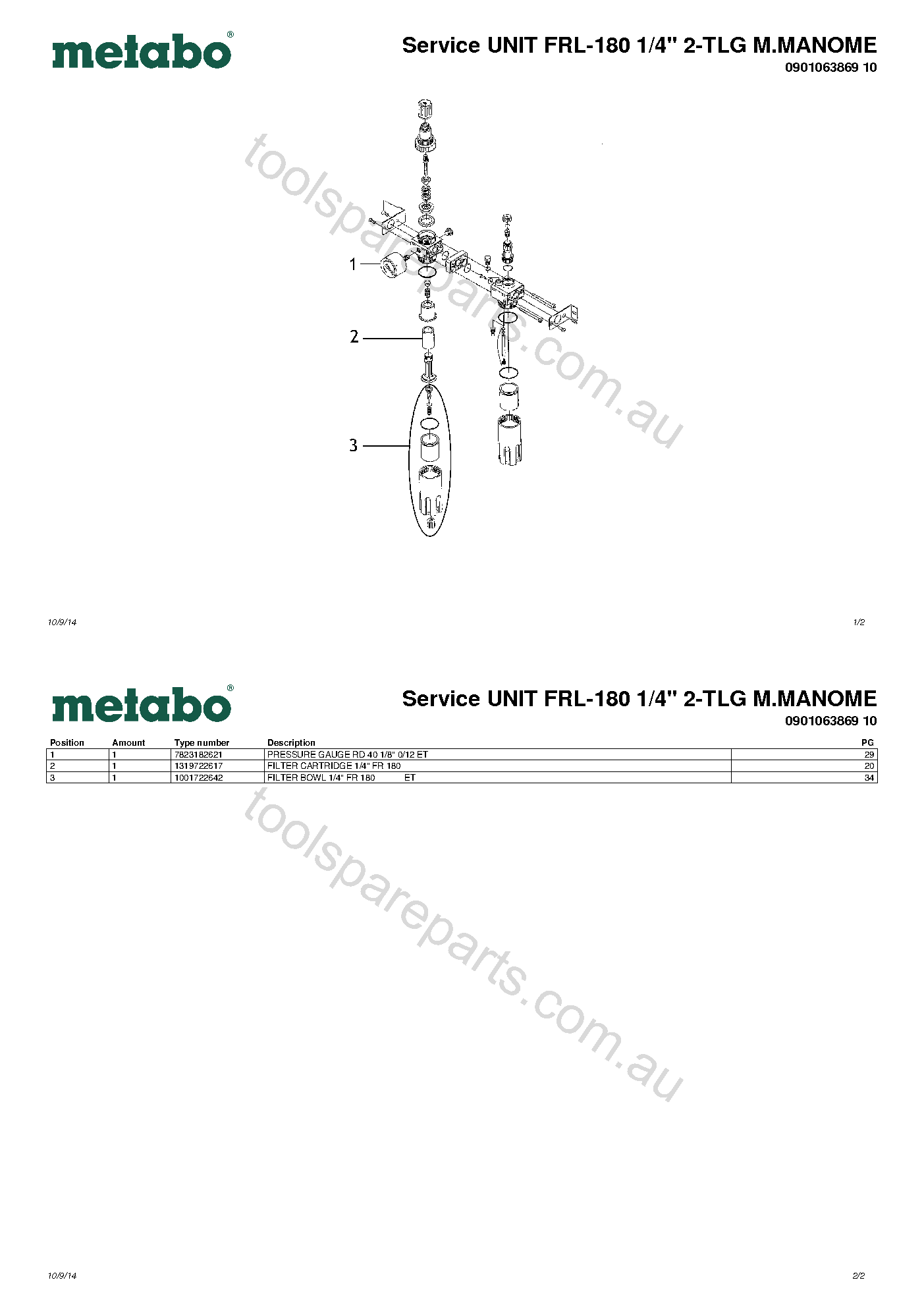 Metabo Service UNIT FRL-180 1/4
