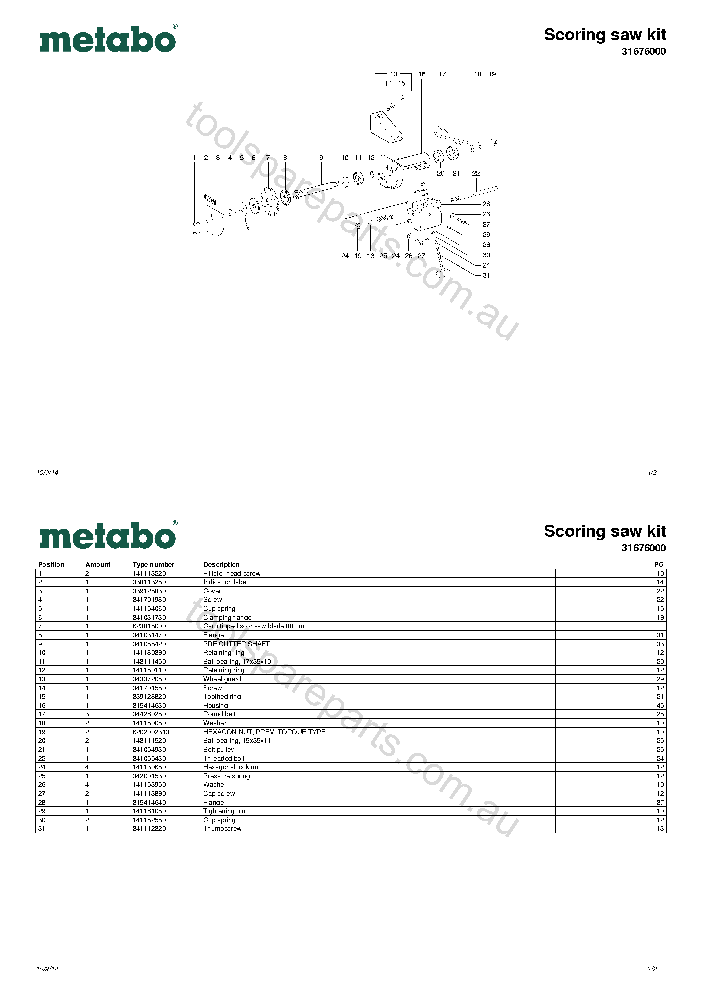 Metabo Scoring saw kit 31676000  Diagram 1
