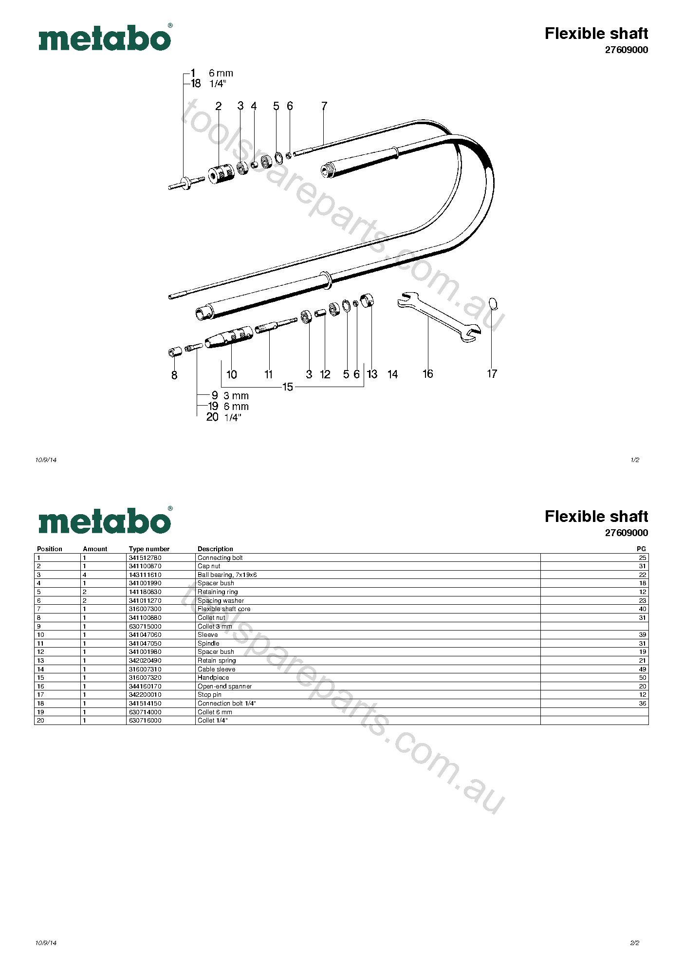 Metabo Flexible shaft 27609000  Diagram 1