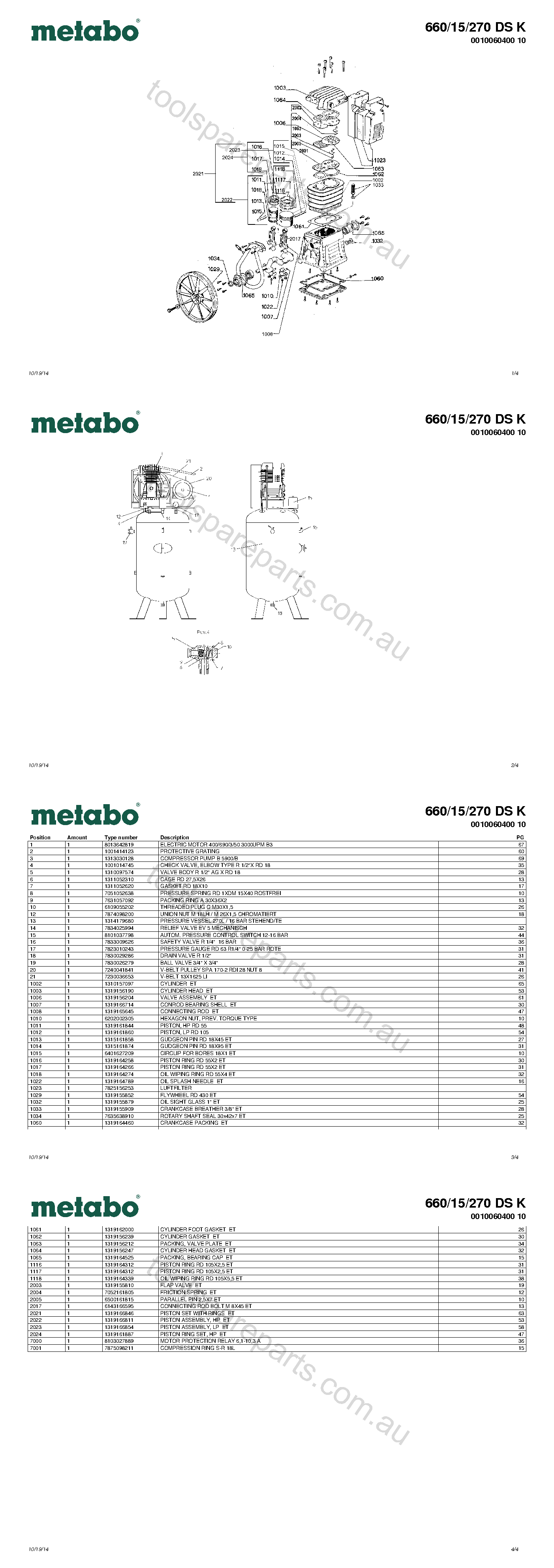 Metabo 660/15/270 DS K 0010060400 10  Diagram 1